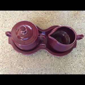 Fiesta Ware Retired Creamer And Sugar Cinabarr